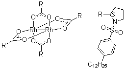 四[(S)-(-)-(对十二烷基苯磺酰基)脯氨酸]二铑盐分子结构 (CAS 179162-34-6)