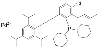 Chloro(crotyl)(2-dicyclohexylphosphino-2',4',6'-triisopropyl-1,1'-biphenyl) palladium(II) molecular structure (CAS 1798782-02-1)