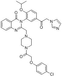 CAS # 1801530-11-9, Imidazole ketone erastin, 2-[[4-[2-(4-chlorophenoxy)acetyl]piperazin-1-yl]methyl]-3-[5-(2-imidazol-1-ylacetyl)-2-propan-2-yloxyphenyl]quinazolin-4-one