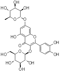 槲皮素 3-葡糖苷 7-鼠李糖苷分子结构 (CAS 18016-58-5)