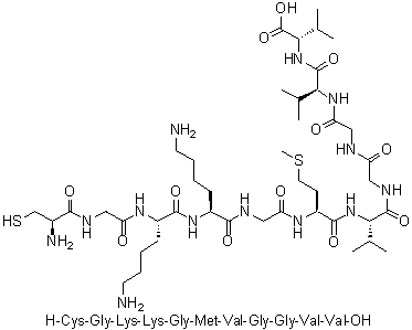 L-Cysteinylglycyl-L-lysyl-L-lysylglycyl-L-methionyl-L-valylglycylglycyl-L-valyl-L-valine molecular structure (CAS 1802078-24-5)