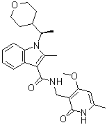 N-[(1,2-二氢-4-甲氧基-6-甲基-2-氧代-3-吡啶基)甲基]-2-甲基-1-[(1R)-1-(四氢-2H-吡喃-4-基)乙基]-1H-吲哚-3-甲酰胺分子结构 (CAS 1802175-06-9)