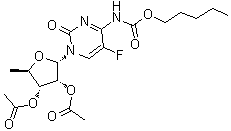 N-[1-(2,3-二-O-乙酰基-5-脱氧-alpha-D-呋喃核糖基)-5-氟-1,2-二氢-2-氧代-4-嘧啶基]氨基甲酸戊酯分子结构 (CAS 1810778-34-7)