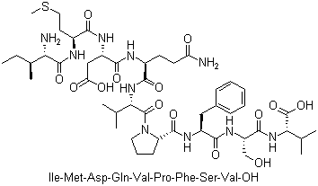 CAS # 181477-43-0, Disomotide, L-Isoleucyl-L-methionyl-L-alpha-aspartyl-L-glutaminyl-L-valyl-L-prolyl-L-phenylalanyl-L-seryl-L-valine