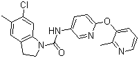 structure of CAS# 181632-25-7, 6-氯-2,3-二氢-5-甲基-N-[6-[(2-甲基-3-吡啶基)氧基]-3-吡啶基]-1H-吲哚-1-甲酰胺