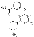 CAS # 1820685-30-0, 2-[[6-[(3R)-3-Amino-1-piperidinyl]-3,4-dihydro-3-methyl-2,4-dioxo-1(2H)-pyrimidinyl]methyl]benzamide