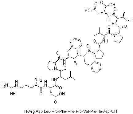 L-精氨酰-L-alpha-天冬氨酰-L-亮氨酰-L-脯氨酰-L-苯丙氨酰-L-苯丙氨酰-L-脯氨酰-L-缬氨酰-L-脯氨酰-L-异亮氨酰-L-天冬氨酸分子结构 (CAS 182912-63-6)