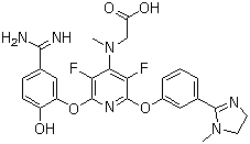 CAS # 183305-24-0, Fidexaban, N-[2-[5-(Aminoiminomethyl)-2-hydroxyphenoxy]-6-[3-(4,5-dihydro-1-methyl-1H-imidazol-2-yl)phenoxy]-3,5-difluoro-4-pyridinyl]-N-methylglycine