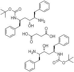 structure of CAS# 183388-64-9, (2S,3S,5S)-5-tert-Butyloxycarbonylamino-2-amino-3-hydroxy-1,6-diphenylhexane succinate