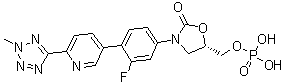 (5S)-3-[3-氟-4-[6-(2-甲基-2H-四唑-5-基)-3-吡啶基]苯基]-5-[(磷酰氧基)甲基]-2-恶唑烷酮分子结构 (CAS 1835340-19-6)