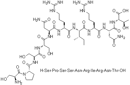 L-丝氨酰-L-脯氨酰-L-丝氨酰-L-丝氨酰-L-天冬氨酰胺酰-L-精氨酰-L-异亮氨酰-L-精氨酰-L-天冬氨酰胺酰-L-苏氨酸分子结构 (CAS 183576-95-6)