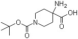 structure of CAS# 183673-71-4, N-Boc-4-氨基哌啶-4-羧酸