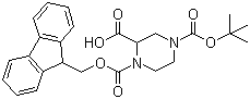 structure of CAS# 183742-23-6, N-4-Boc-N-1-Fmoc-2-哌嗪甲酸