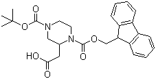 4-Boc-1-Fmoc-2-哌嗪乙酸分子结构 (CAS 183742-34-9)