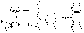 structure of CAS# 184095-69-0, (R)-1-[(1R)-1-[二(3,5-二甲基苯基)膦基]乙基]-2-(二苯基膦基)二茂铁