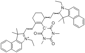 CAS # 1841139-28-3, 5-(6-(2-(3-Ethyl-1,1-dimethyl-1H-benzo[e]indol-2(3H)-ylidene)ethylidene)-2-(2-(3-ethyl-1,1-dimethyl-1H-benzo[e]indol-3-ium-2-yl)vinyl)cyclohex-1-en-1-yl)-1,3-dimethyl-2,6-dioxo-1,2,3,6-tetrahydropyrimidin-4-olate, Infrared absorber 791