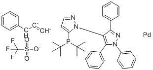 structure of CAS# 1846558-62-0, [5-[双(1,1-二甲基乙基)膦基-kP]-1',3',5'-三苯基-1,4'-联-1H-吡唑][(1,2,3-η)-1-苯基-2-丙烯-1-基]-钯(1+),三氟甲烷磺酸酯(1:1)