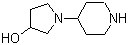 1-(4-哌啶基)-3-吡咯烷醇分子结构 (CAS 184969-05-9)