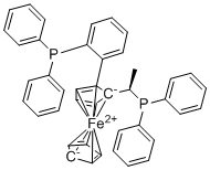 (R)-1-[(S)-2-(2'-二苯膦苯基)二茂铁]乙基二苯基膦分子结构 (CAS 1854067-25-6)