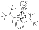 structure of CAS# 1854067-71-2, (S)-1-[(S)-1-(Di-tert-butylphosphino)ethyl]-2-[2-(di-tertbutylphosphino)phenyl]Ferrocene