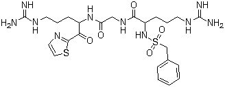 CAS 登录号：186304-04-1, N2-(苄基磺酰基)-D-精氨酰-N-[(1S)-4-(甲脒基氨基)-1-(2-噻唑甲酰基)丁基]甘氨酰胺