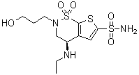 (R)-4-(乙基氨基)-3,4-二氢-2-(3-羟基丙基)-2H-噻吩并[3,2-e]-1,2-噻嗪-6-磺酰胺 1,1-二氧化物分子结构 (CAS 186377-56-0)