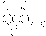 苯基 2-脱氧-1-硫代-2-[[(2,2,2-三氯乙氧基)羰基]氨基]-beta-D-吡喃葡萄糖苷 3,4,6-三乙酸酯分子结构 (CAS 187022-49-7)