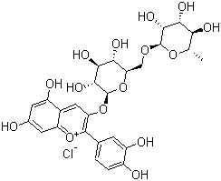 structure of CAS# 18719-76-1, Cyanidin 3-rhamnoglucoside chloride