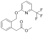 甲基2-(2-(((6-(三氟甲基)吡啶-2-基)氧基)甲基)苯基)乙酸酯分子结构 (CAS 187327-30-6)