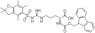 N'-[(2,3-二氢-2,2,4,6,7-五甲基苯并呋喃-5-基)磺酰基]-N-芴甲氧羰基-D-精氨酸分子结构 (CAS 187618-60-6)
