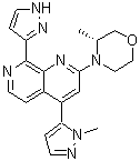 2-[(3R)-3-甲基-4-吗啉基]-4-(1-甲基-1H-吡唑-5-基)-8-(1H-吡唑-3-基)-1,7-萘啶分子结构 (CAS 1876467-74-1)