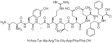 L-天冬氨酰胺酰-L-酪氨酰-L-丙氨酰-L-精氨酰-L-苏氨酰-L-alpha-谷氨酰-L-alpha-天冬氨酰-L-苯丙氨酰-L-苯丙氨酸分子结构 (CAS 187968-28-1)