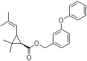 CAS # 188023-86-1, Phenothrin, (1R)-2,2-Dimethyl-3-(2-methyl-1-propen-1-yl)cyclopropanecarboxylic acid (3-phenoxyphenyl)methyl ester