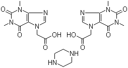 CAS # 18833-13-1, Acefylline piperazinate, 1,2,3,6-Tetrahydro-1,3-dimethyl-2,6-dioxo-7H-purine-7-acetic acid piperazine salt (2:1)