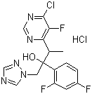 structure of CAS# 188416-20-8, 3-(6-Chloro-5-fluoropyrimidin-4-yl)-2-(2,4-difluorophenyl)-1-(1H-1,2,4-triazol-1-yl)butan-2-ol hydrochloride