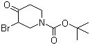 structure of CAS# 188869-05-8, 3-Bromo-4-oxopiperidine-1-carboxylic acid tert-butyl ester