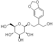 2-(1,3-苯并二恶茂-5-基)-3-羟基丙基 beta-D-吡喃葡萄糖苷分子结构 (CAS 188894-19-1)