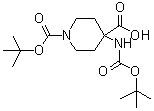 structure of CAS# 189321-65-1, 1-(tert-Butoxycarbonyl)-4-(tert-butoxycarbonylamino)-4-piperidinecarboxylic acid