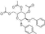 CAS 登录号：189744-09-0, 4-甲基苯基 2-O-(苯基甲基)-1-硫代-beta-D-吡喃半乳糖苷三乙酸酯