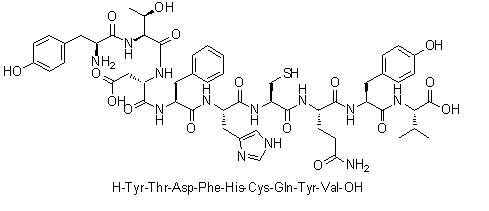 L-酪氨酰-L-苏氨酰-L-alpha-天冬氨酰-L-苯丙氨酰-L-组氨酰-L-半胱氨酰-L-谷氨酰胺酰-L-酪氨酰-L-缬氨酸分子结构 (CAS 1900669-09-1)