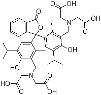 CAS # 1913-93-5, Thymolphthalein Complexone, TPC, N,N'-[(3-Oxo-1(3H)-isobenzofuranylidene)bis[[6-hydroxy-2-methyl-5-(1-methylethyl)-3,1-phenylene]methylene]]bis[N-(carboxymethyl)glycine