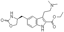 (S)-3-(2-二甲基氨基乙基)-5-(2-氧代-1,3-恶唑烷-4-基甲基)-1H-吲哚-2-羧酸乙酯分子结构 (CAS 191864-24-1)