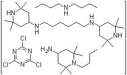 CAS 登录号：192268-64-7, 光稳定剂 2020, N,N'-双(2,2,6,6-四甲基-4-哌啶基)-1,6-己二胺与 2,4,6-三氯-1,3,5-三嗪和 N-丁基-1-丁胺和 N-丁基-2,2,6,6-四甲基-4-哌啶胺的反应产物的聚合物, 天罡 HS-200