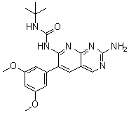 N-[2-氨基-6-(3,5-二甲氧基苯基)吡啶并[2,3-d]嘧啶-7-基]-N'-(1,1-二甲基乙基)脲分子结构 (CAS 192705-79-6)