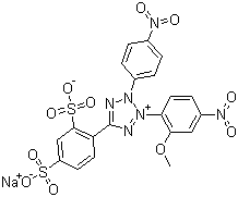 structure of CAS# 193149-74-5, 2-(2-Methoxy-4-nitrophenyl)-3-(4-nitrophenyl)-5-(2,4-disulfophenyl)-2H-tetrazolium sodium salt