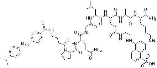 structure of CAS# 193475-71-7, 1-[4-[[4-[[4-(二甲基氨基)苯基]偶氮]苯甲酰基]氨基]-1-氧代丁基]-L-脯氨酰-L-谷氨酰胺酰甘氨酰-L-亮氨酰-N-[2-[(5-磺基-1-萘基)氨基]乙基]-L-谷氨酰胺酰-L-丙氨酰-L-赖氨酰胺