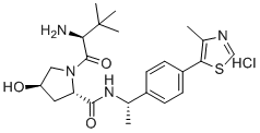 structure of CAS# 1948273-03-7, (4R)-3-Methyl-L-valyl-4-hydroxy-N-[(1S)-1-[4-(4-methyl-5-thiazolyl)phenyl]ethyl]-L-prolinamide hydrochloride (1:1)