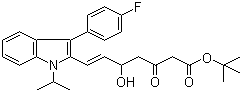 CAS # 194934-95-7, tert-Butyl (E)-7-[3-(4-fluorophenyl)-1-(1-methylethyl)-1H-indol-2-yl]-5-hydroxy-3-oxo-6-heptenoate, 7-[3-(4-Fluorophenyl)-1-(1-methylethyl)-1H-indol-2-yl]-5-hydroxy-3-oxo-6-heptenoic acid 1,1-dimethylethyl ester
