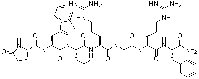 5-氧代-L-脯氨酰-L-色氨酰-L-亮氨酰-L-精氨酰甘氨酰-L-精氨酰-L-苯丙氨酰胺分子结构 (CAS 195208-21-0)