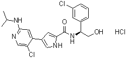4-[5-氯-2-[(1-甲基乙基)氨基]-4-吡啶基]-N-[(1S)-1-(3-氯苯基)-2-羟基乙基]-1H-吡咯-2-甲酰胺盐酸盐分子结构 (CAS 1956366-10-1)